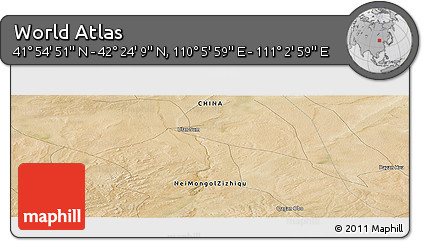 Satellite Panoramic Map of the Area around 42° 9' 30" N, 110° 34' 29" E