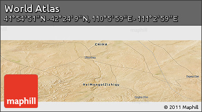 Satellite Panoramic Map of the Area around 42° 9' 30" N, 110° 34' 29" E