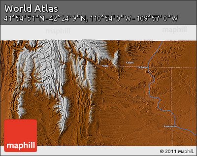 Physical 3D Map of the Area around 42° 9' 30" N, 110° 25' 30" W