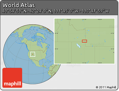 Savanna Style Location Map of the Area around 42° 9' 30" N, 111° 16' 30" W