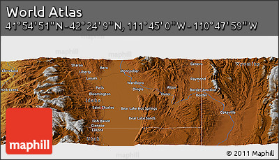 Physical Panoramic Map of the Area around 42° 9' 30" N, 111° 16' 30" W