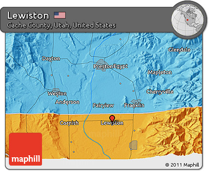 Political 3D Map of Lewiston