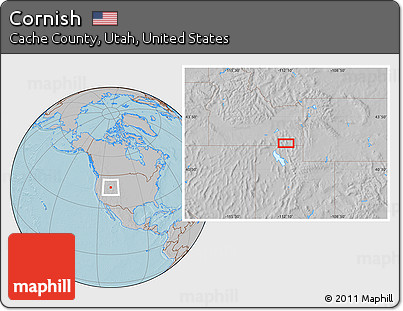 Gray Location Map of Cornish, hill shading