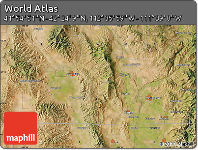 Satellite Map of the Area around 42° 9' 30" N, 112° 7' 30" W