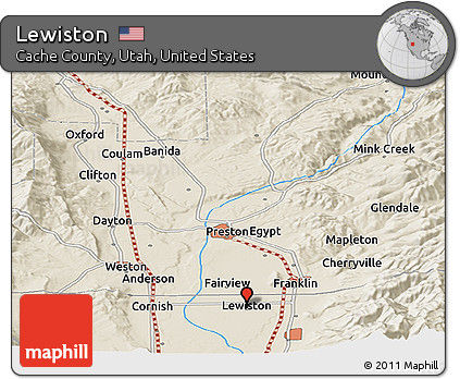 Shaded Relief Panoramic Map of Lewiston