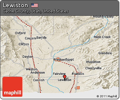 Shaded Relief Panoramic Map of Lewiston