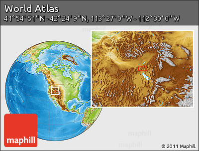 Physical Location Map of the Area around 42° 9' 30" N, 112° 58' 29" W
