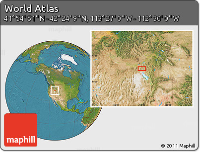 Satellite Location Map of the Area around 42° 9' 30" N, 112° 58' 29" W