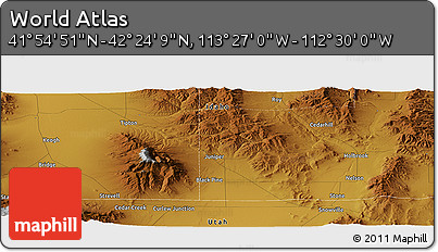 Physical Panoramic Map of the Area around 42° 9' 30" N, 112° 58' 29" W