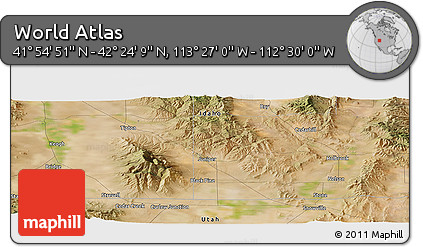 Satellite Panoramic Map of the Area around 42° 9' 30" N, 112° 58' 29" W