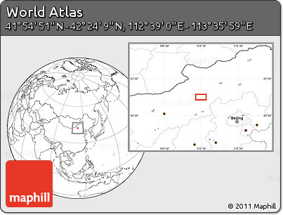 Blank Location Map of the Area around 42° 9' 30" N, 113° 7' 30" E