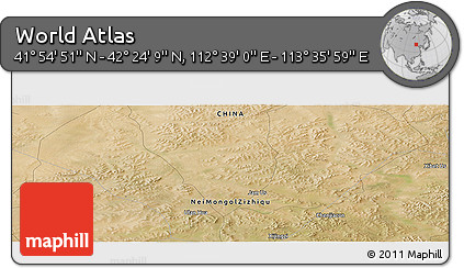 Satellite Panoramic Map of the Area around 42° 9' 30" N, 113° 7' 30" E