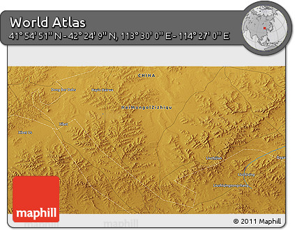 Physical 3D Map of the Area around 42° 9' 30" N, 113° 58' 29" E
