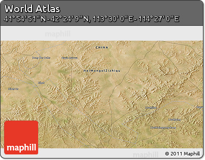 Satellite 3D Map of the Area around 42° 9' 30" N, 113° 58' 29" E