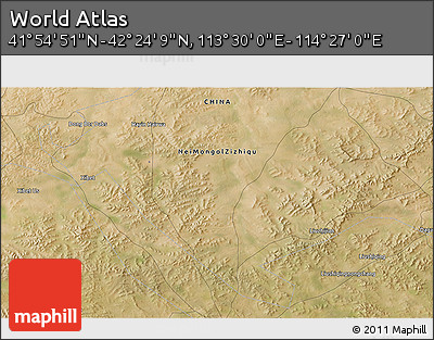 Satellite 3D Map of the Area around 42° 9' 30" N, 113° 58' 29" E