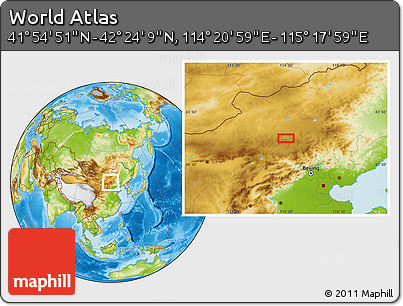Physical Location Map of the Area around 42° 9' 30" N, 114° 49' 29" E