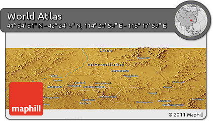 Physical Panoramic Map of the Area around 42° 9' 30" N, 114° 49' 29" E