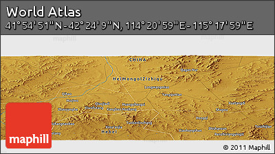 Physical Panoramic Map of the Area around 42° 9' 30" N, 114° 49' 29" E