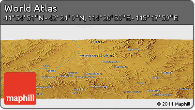 Physical Panoramic Map of the Area around 42° 9' 30" N, 114° 49' 29" E