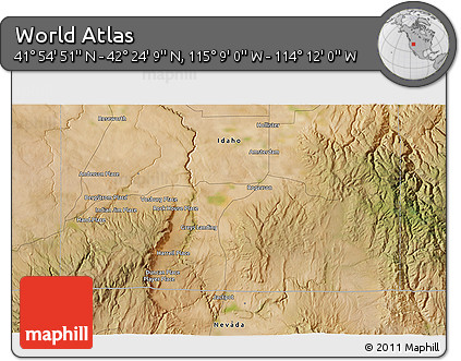 Satellite 3D Map of the Area around 42° 9' 30" N, 114° 40' 30" W