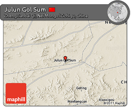 Shaded Relief 3D Map of Julun Gol Sum