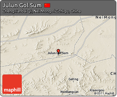 Shaded Relief 3D Map of Julun Gol Sum