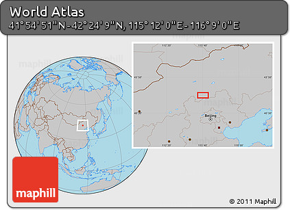 Gray Location Map of the Area around 42° 9' 30" N, 115° 40' 30" E