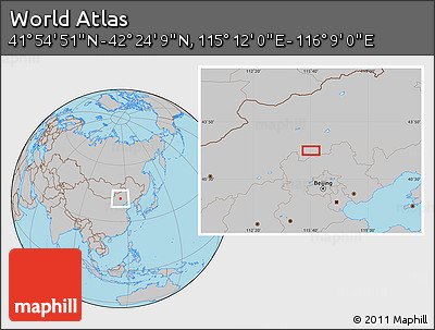 Gray Location Map of the Area around 42° 9' 30" N, 115° 40' 30" E