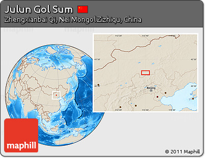 Shaded Relief Location Map of Julun Gol Sum