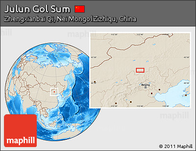 Shaded Relief Location Map of Julun Gol Sum