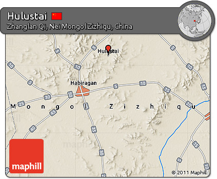 Shaded Relief Map of Hulustai