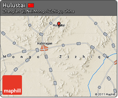 Shaded Relief Map of Hulustai