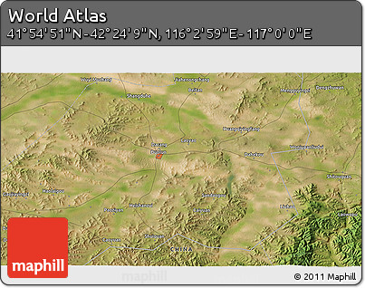 Satellite 3D Map of the Area around 42° 9' 30" N, 116° 31' 30" E