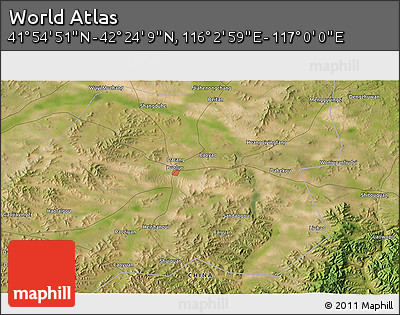 Satellite 3D Map of the Area around 42° 9' 30" N, 116° 31' 30" E