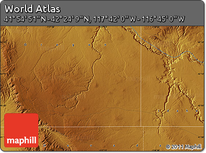 Physical Map of the Area around 42° 9' 30" N, 117° 13' 29" W
