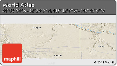 Shaded Relief Panoramic Map of the Area around 42° 9' 30" N, 117° 13' 29" W