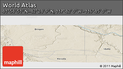 Shaded Relief Panoramic Map of the Area around 42° 9' 30" N, 117° 13' 29" W