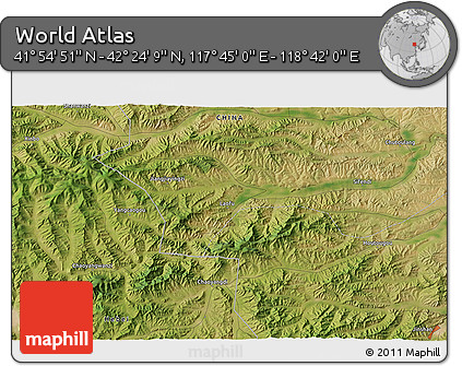 Satellite 3D Map of the Area around 42° 9' 30" N, 118° 13' 29" E