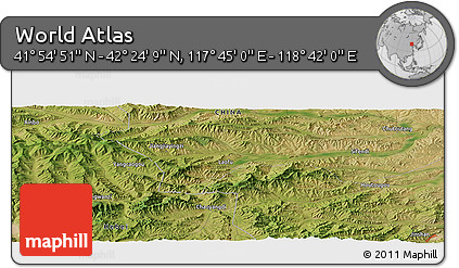 Satellite Panoramic Map of the Area around 42° 9' 30" N, 118° 13' 29" E