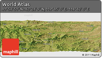 Satellite Panoramic Map of the Area around 42° 9' 30" N, 118° 13' 29" E