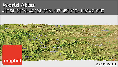 Satellite Panoramic Map of the Area around 42° 9' 30" N, 118° 13' 29" E