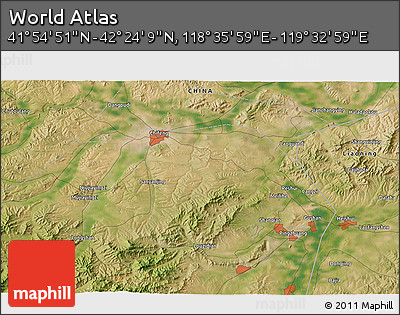 Satellite 3D Map of the Area around 42° 9' 30" N, 119° 4' 29" E