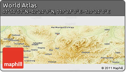 Physical Panoramic Map of the Area around 42° 9' 30" N, 119° 55' 30" E