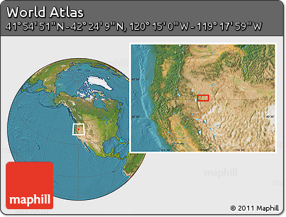 Satellite Location Map of the Area around 42° 9' 30" N, 119° 46' 30" W