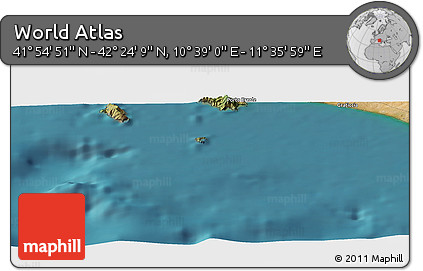 Satellite Panoramic Map of the Area around 42° 9' 30" N, 11° 7' 30" E