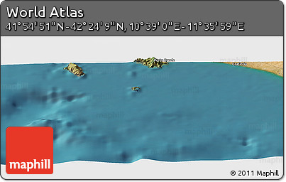 Satellite Panoramic Map of the Area around 42° 9' 30" N, 11° 7' 30" E