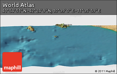 Satellite Panoramic Map of the Area around 42° 9' 30" N, 11° 7' 30" E