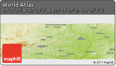 Physical Panoramic Map of the Area around 42° 9' 30" N, 120° 46' 30" E
