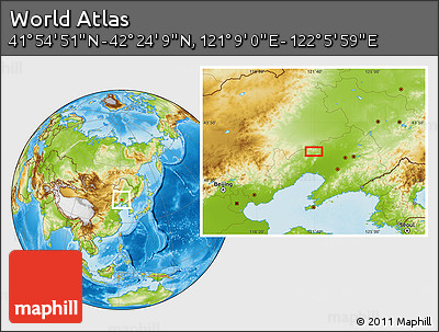 Physical Location Map of the Area around 42° 9' 30" N, 121° 37' 30" E
