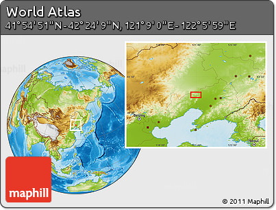 Physical Location Map of the Area around 42° 9' 30" N, 121° 37' 30" E